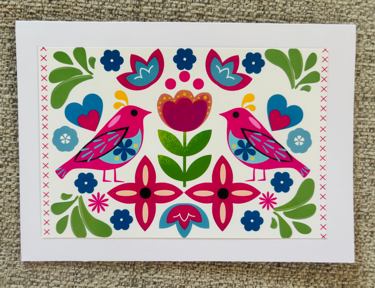 Bird Folk Art Greeting Card
