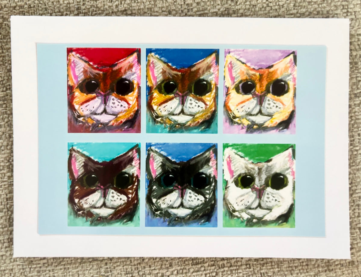 Multicolored Cats Greeting Card