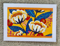 Red & White Florals Yellow Background Greeting Card