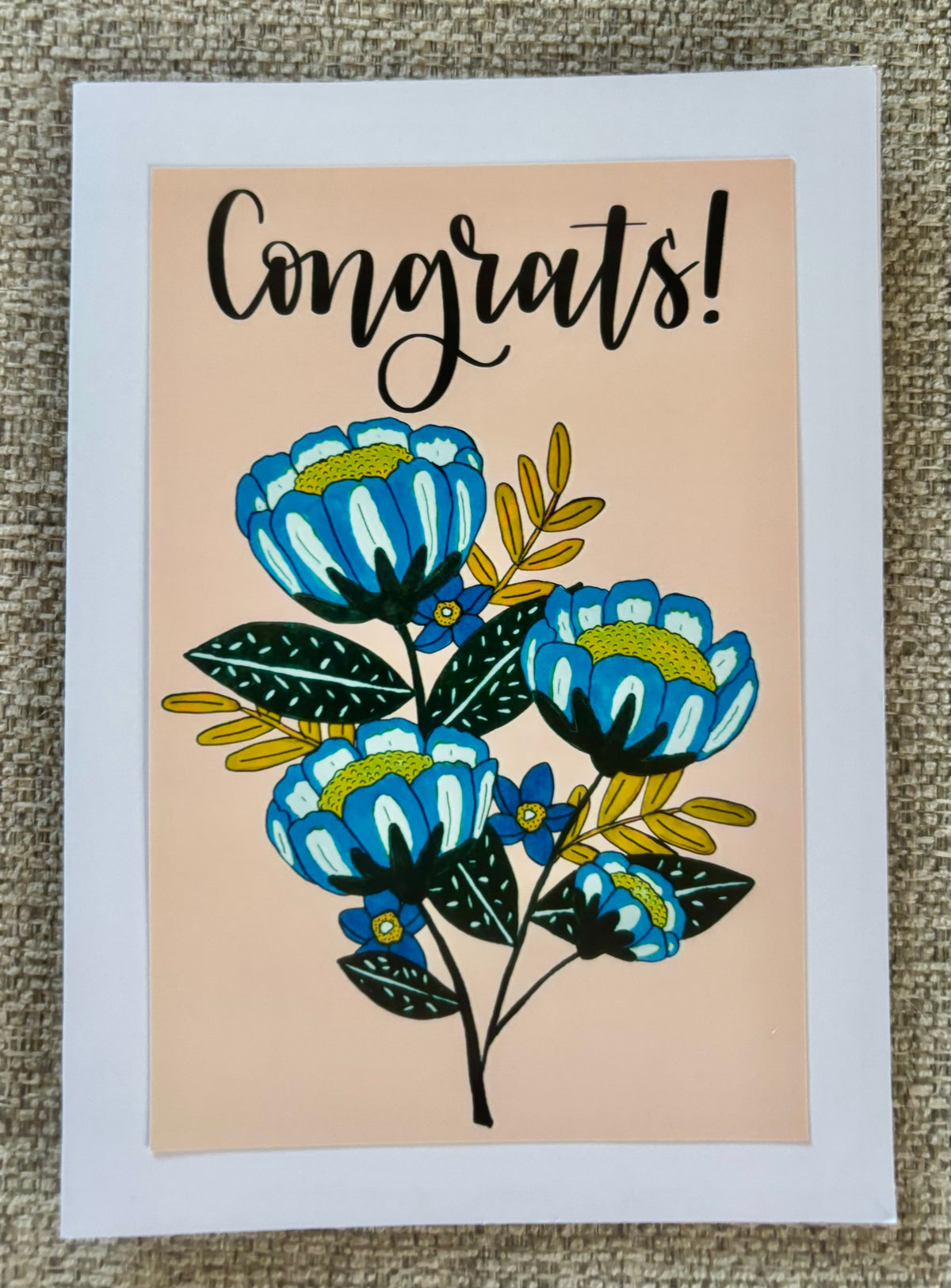 Blue Bouquet Congrats Greeting Card