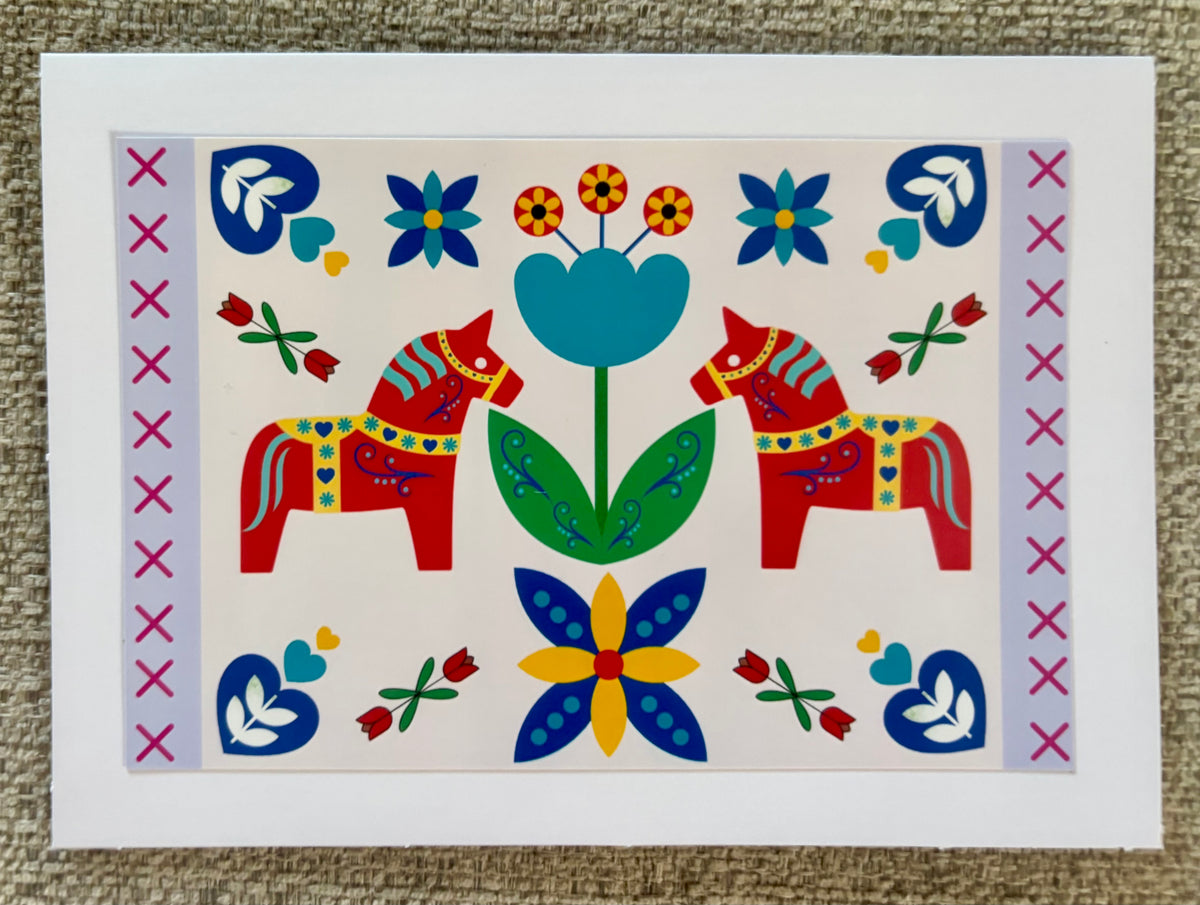 Dala Horse Lilac Greeting Card