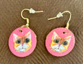 Cat- Pink Background Earrings
