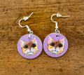 Cat-Purple Background Earrings