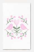 Pink Lovebirds Kitchen Towel
