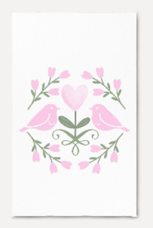 Pink Lovebirds Kitchen Towel