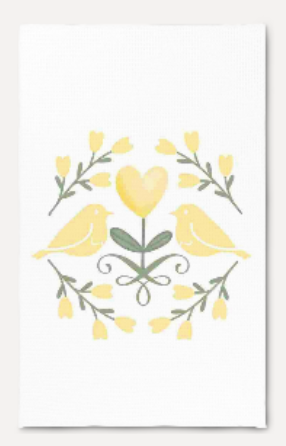 Yellow Lovebirds Kitchen Towel